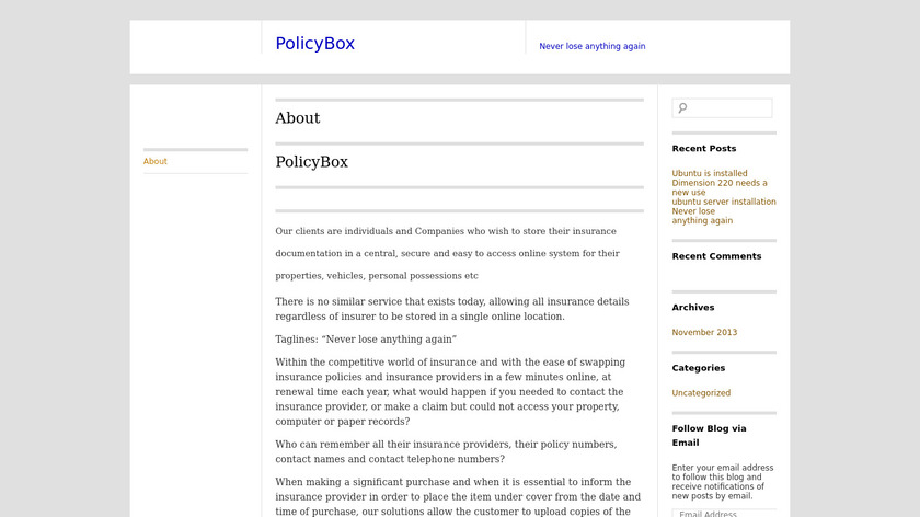 PolicyBox Landing Page