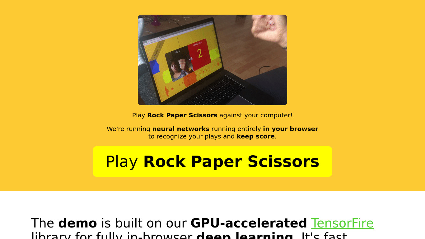 Play Rock-Paper-Scissors Landing page