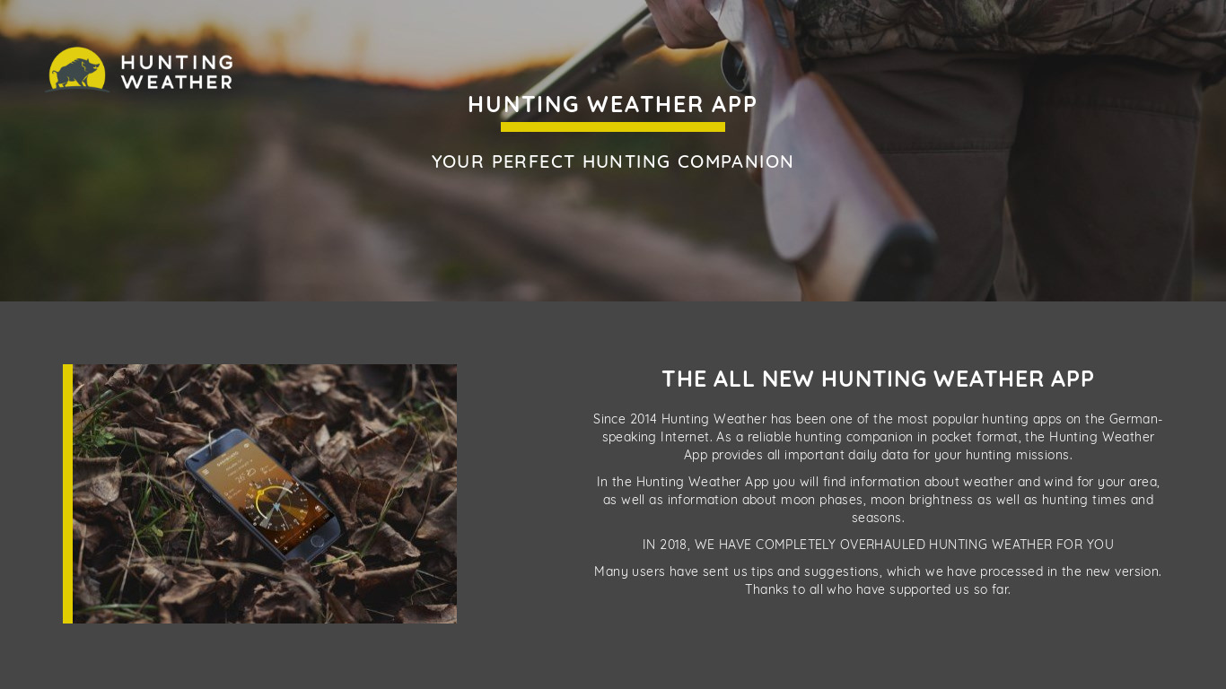 HuntingWeather Landing page