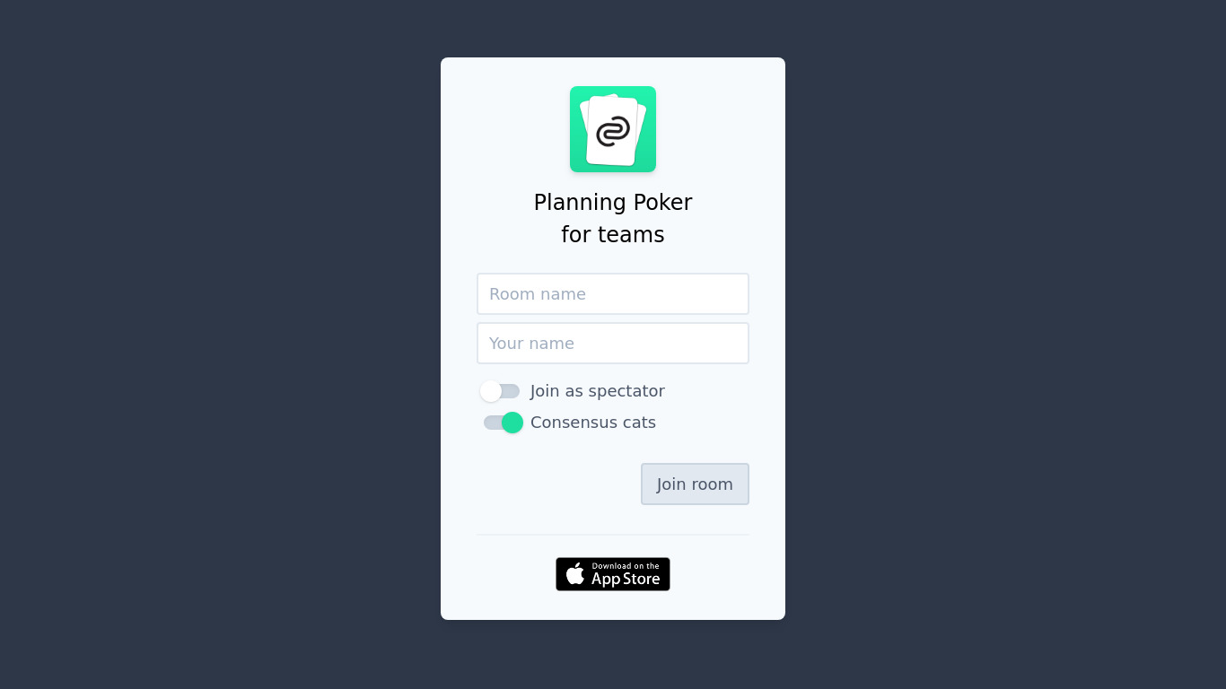Planning Poker for teams Landing page