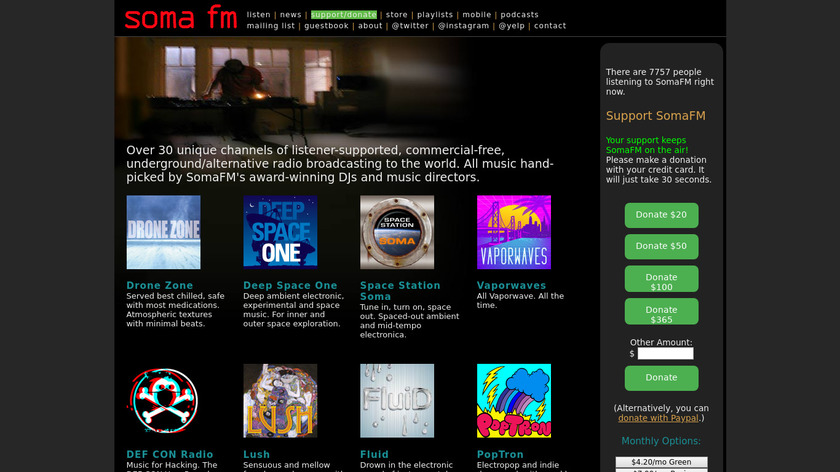 SomaFM Landing Page