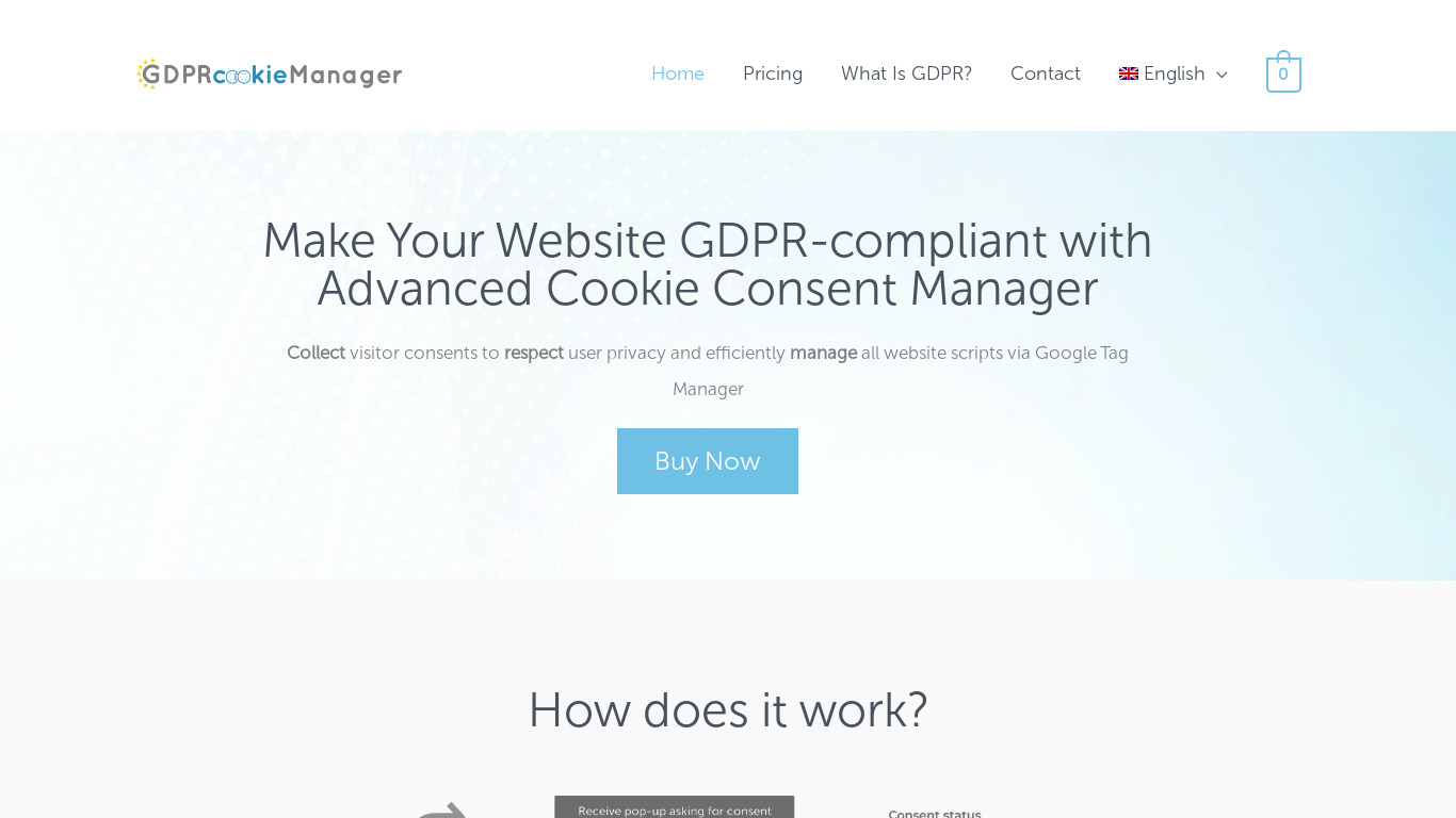 GDPR Cookie Consent Manager Landing page