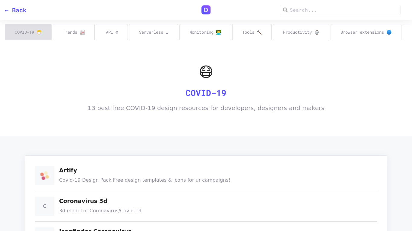 COVID-19 design resources by Undesign Landing page