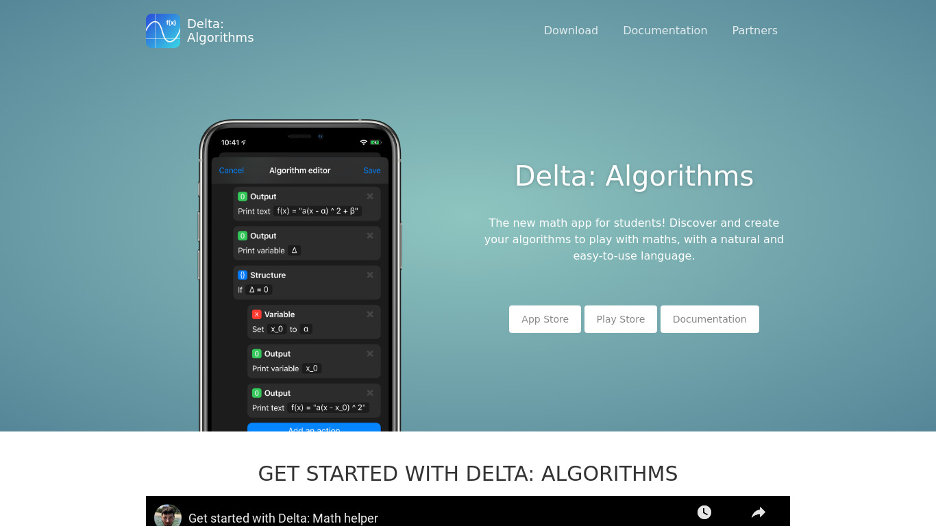 Delta: Math helper Landing page
