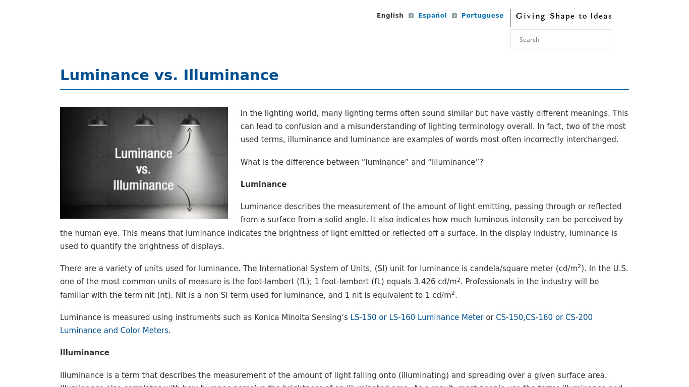 Luminance Landing page