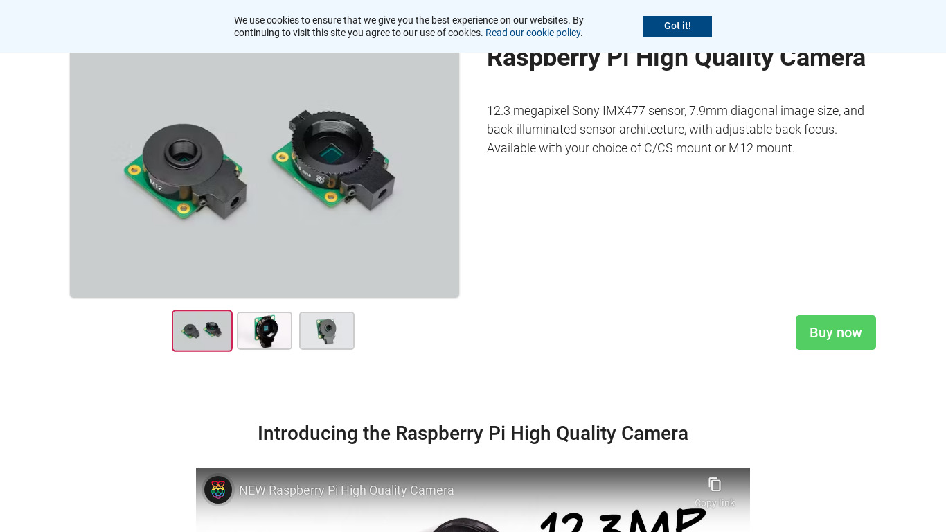 Raspberry Pi High Quality Camera Landing page