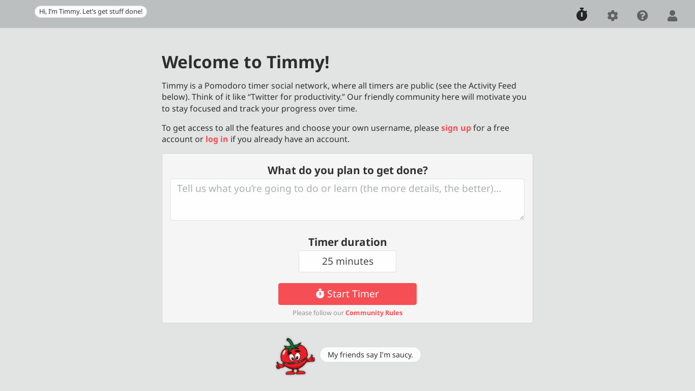 Timmy Landing page