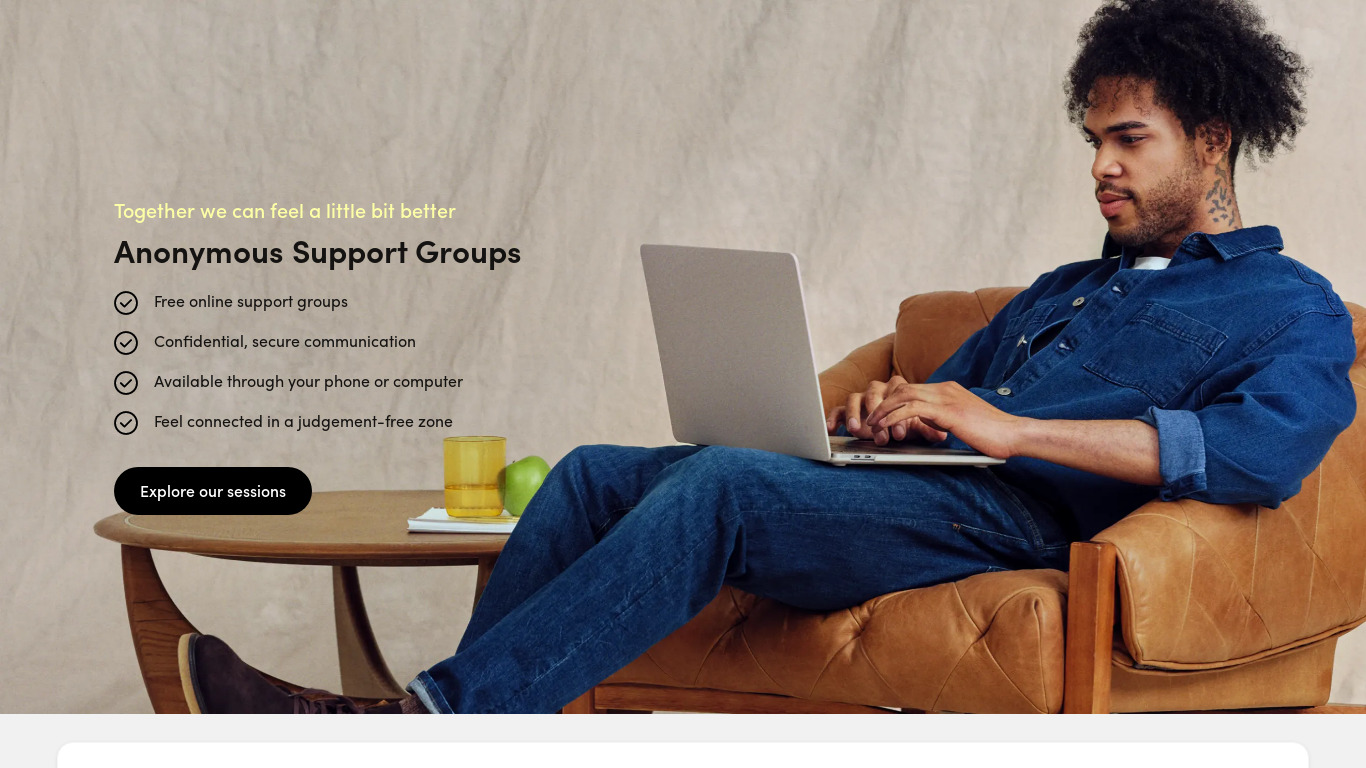 Hims Anonymous Support Groups Landing page