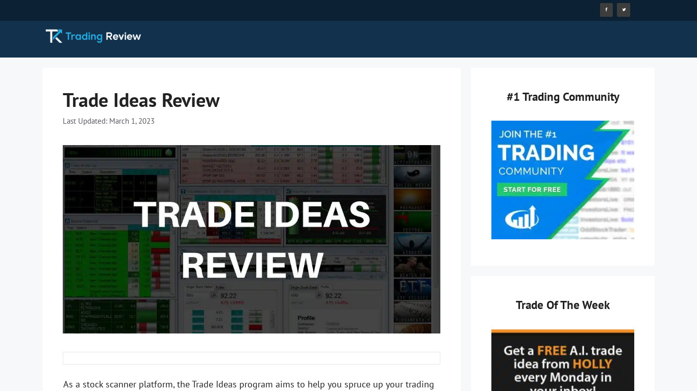 Trade Idea Landing page