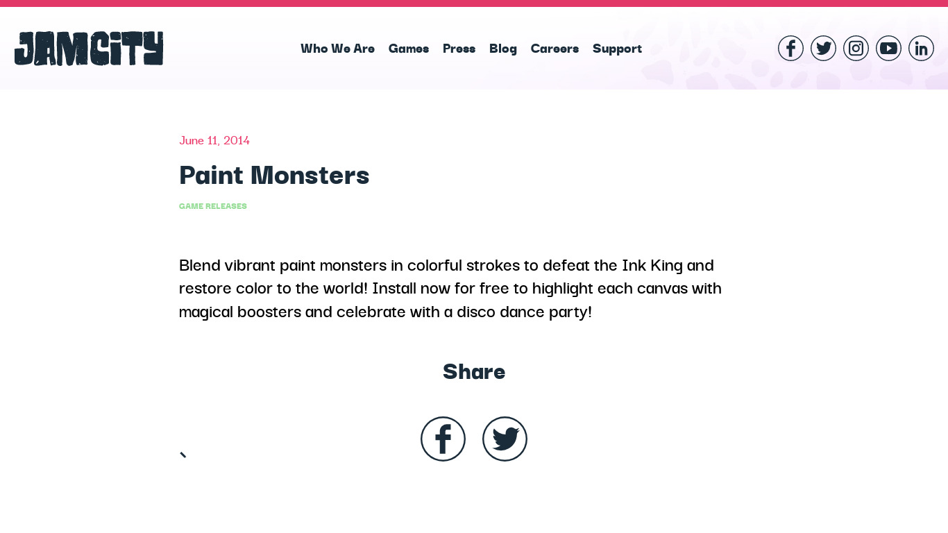 Paint Monsters Landing page