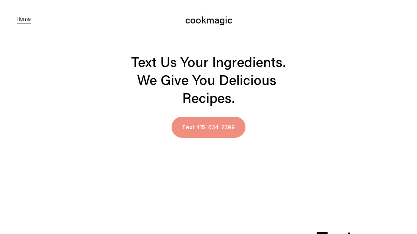 Cook Magic Landing page