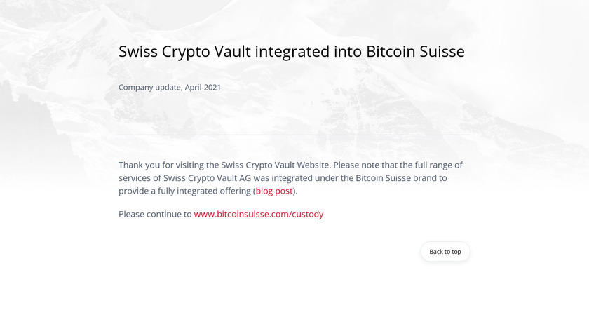 Swiss Crypto Vault Landing Page