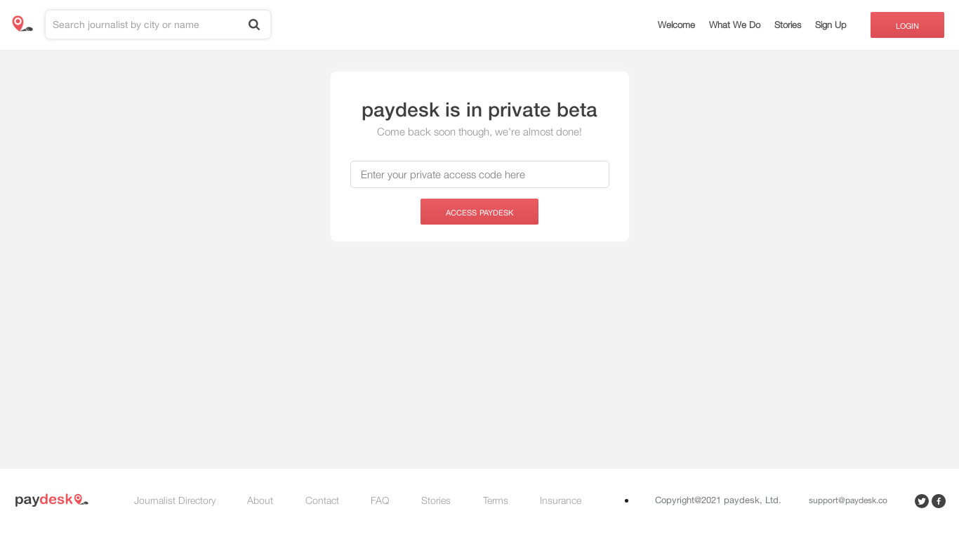 Paydesk Landing page