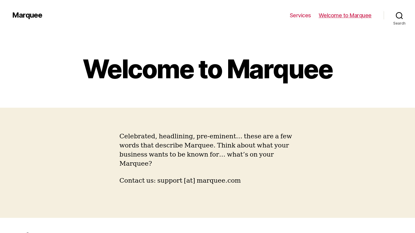 Marquee Landing page