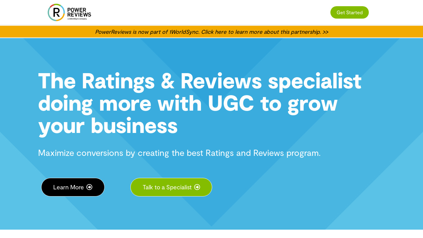 PowerReviews Landing page