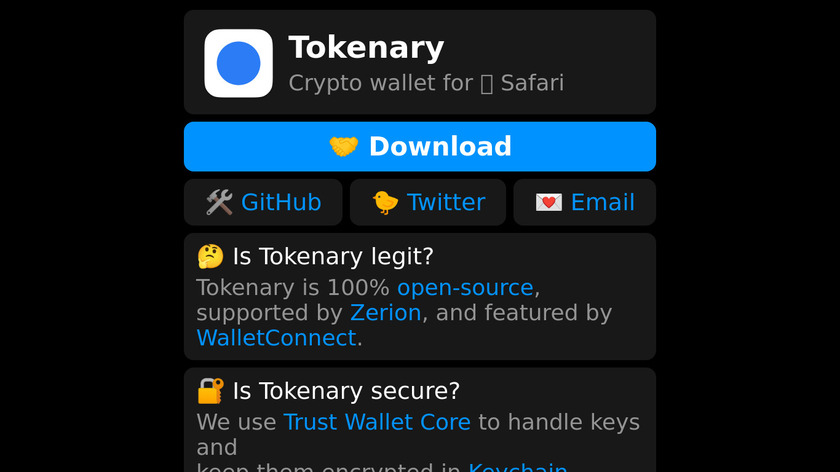 Tokenary Landing Page