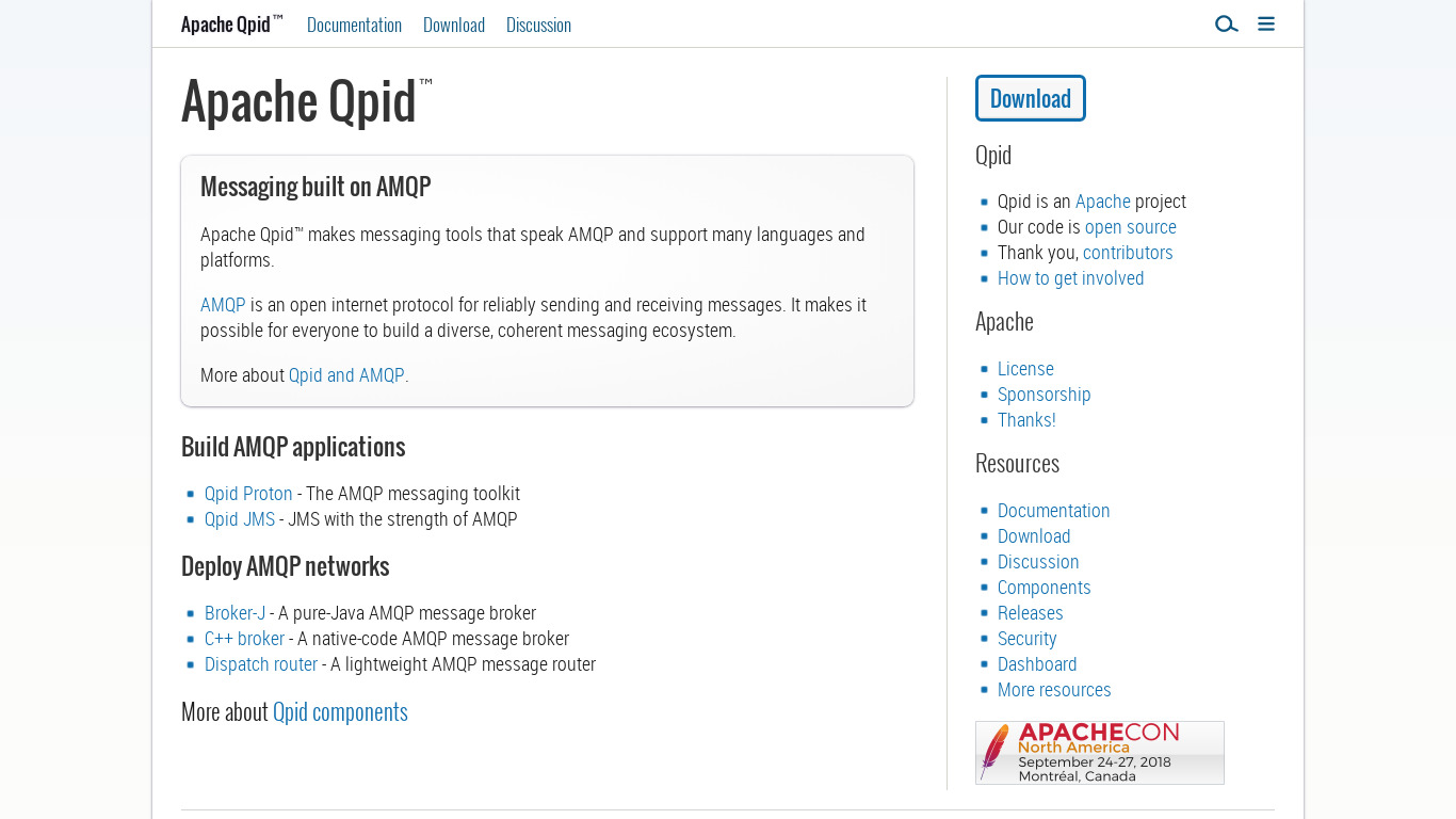 Apache Qpid Landing page