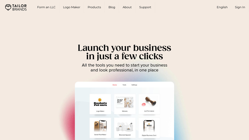 Tailor Brands Landing Page