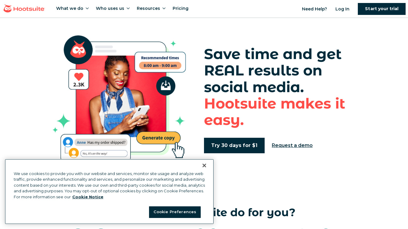 HootSuite Landing page