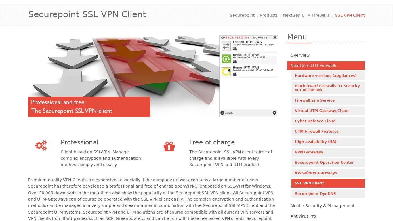 securepoint.de Securepoint VPN Client Landing page
