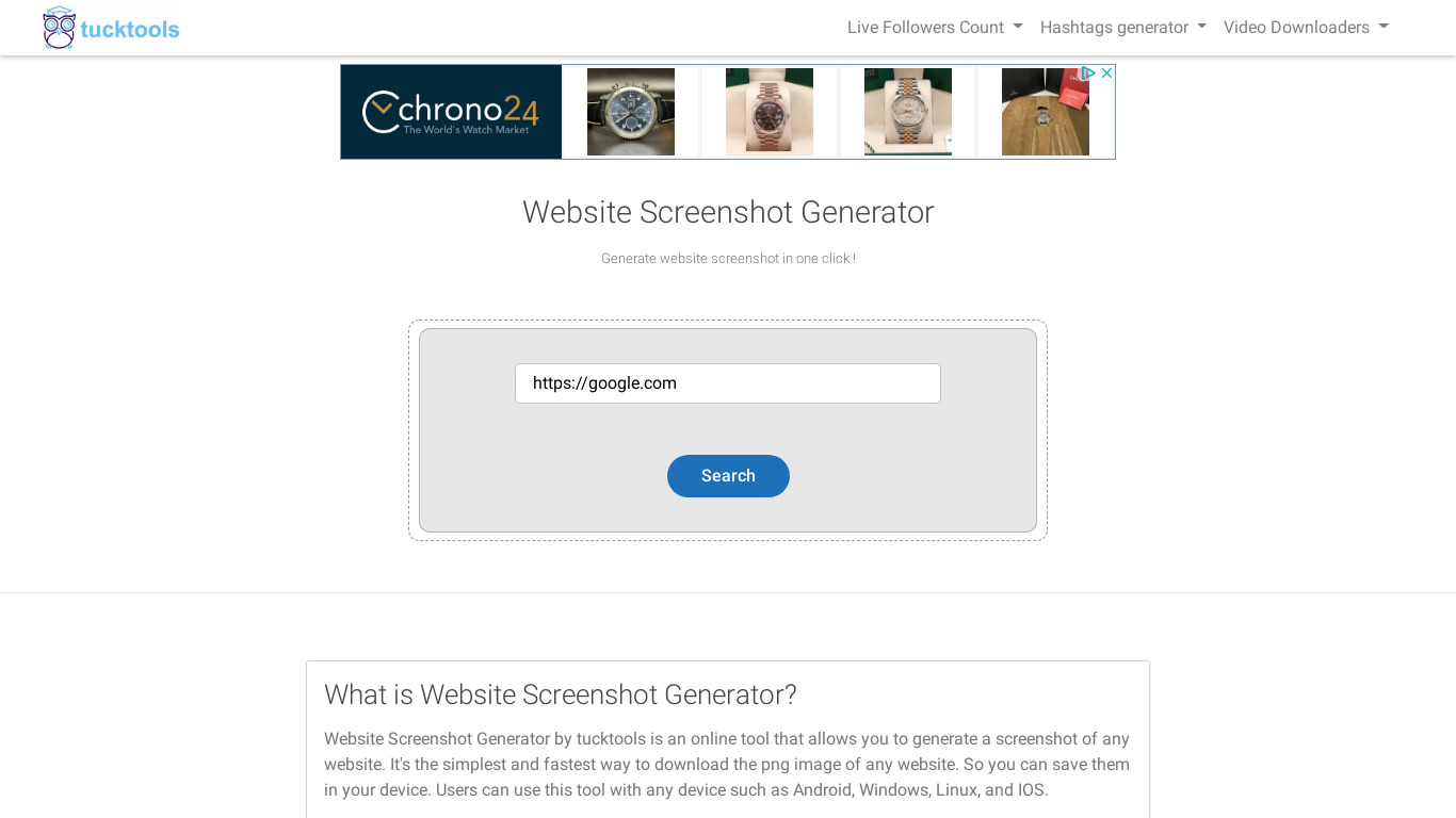 Webiste Screenshot Generater Landing page