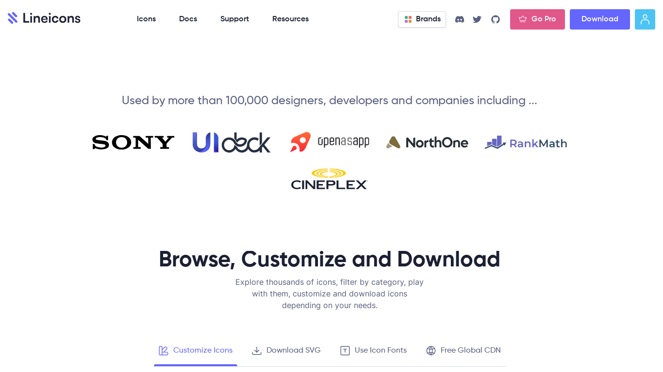 LineIcons Landing page