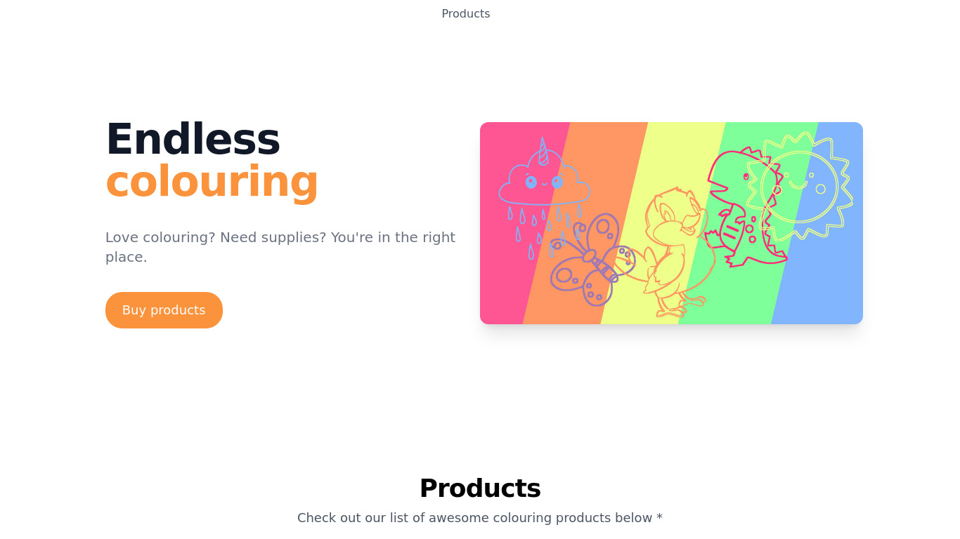 Colouring Landing page