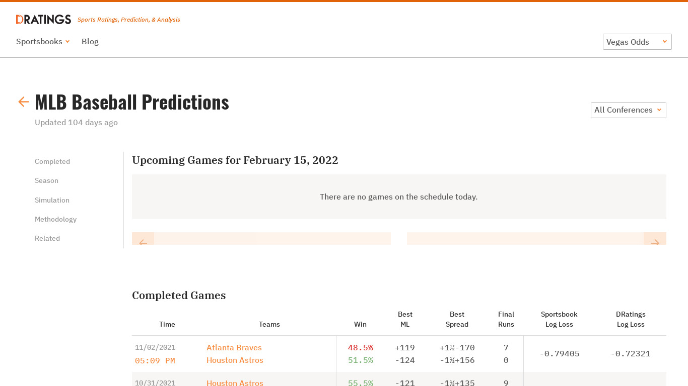 Baseball Prediction Landing page