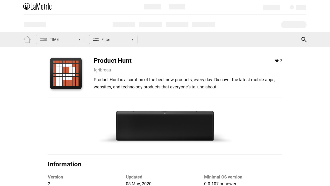 ProductHunt for LaMetric Landing page