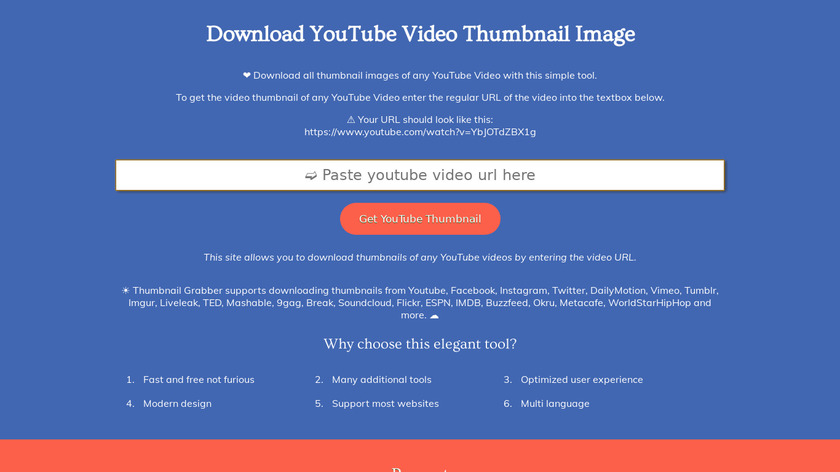 Download YouTube Thumbnail Landing Page