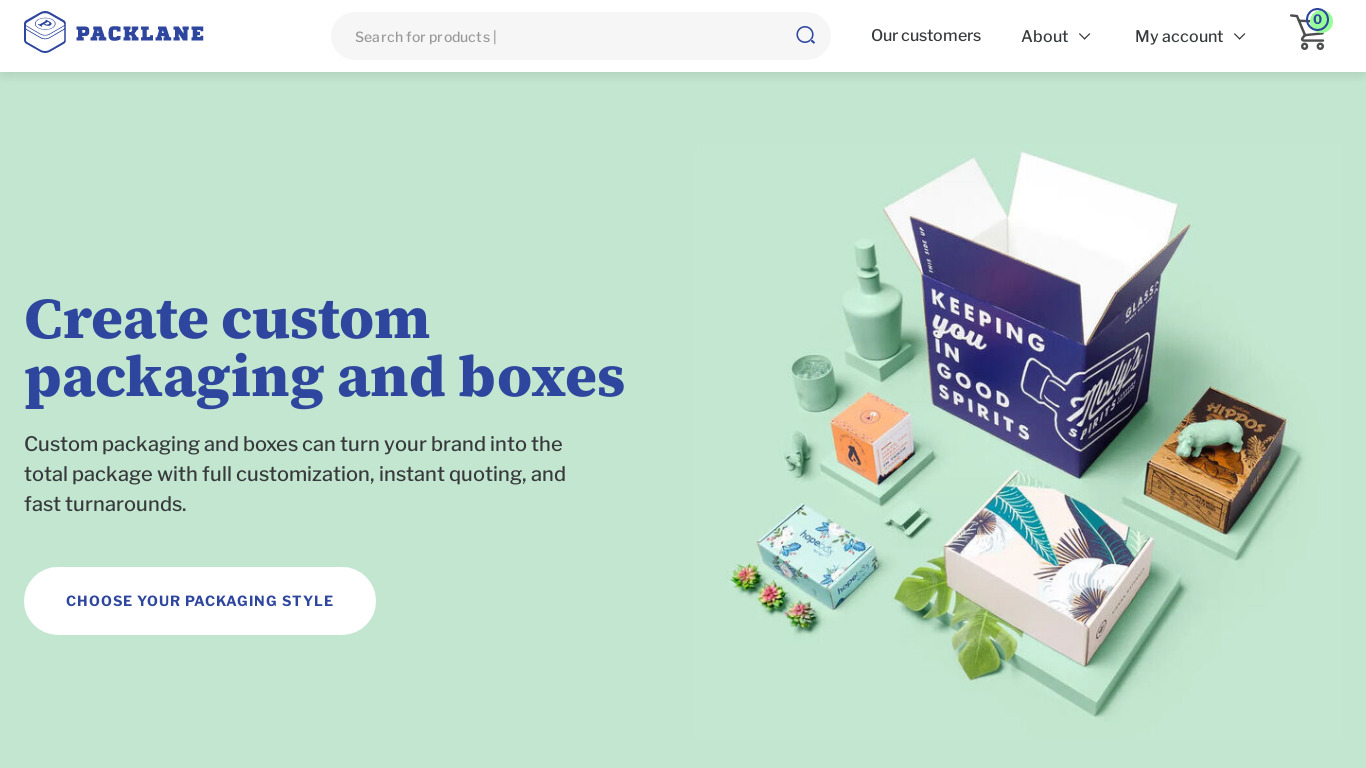 Packlane Landing page