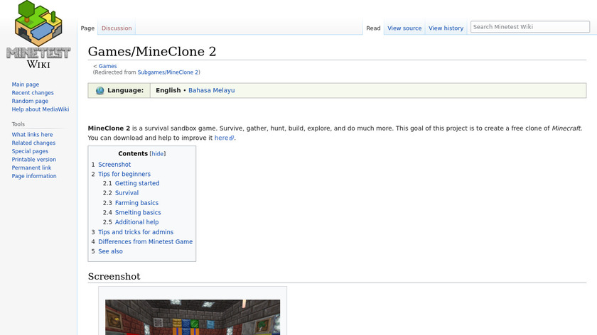 wiki.minetest.net MineClone 2 Landing Page