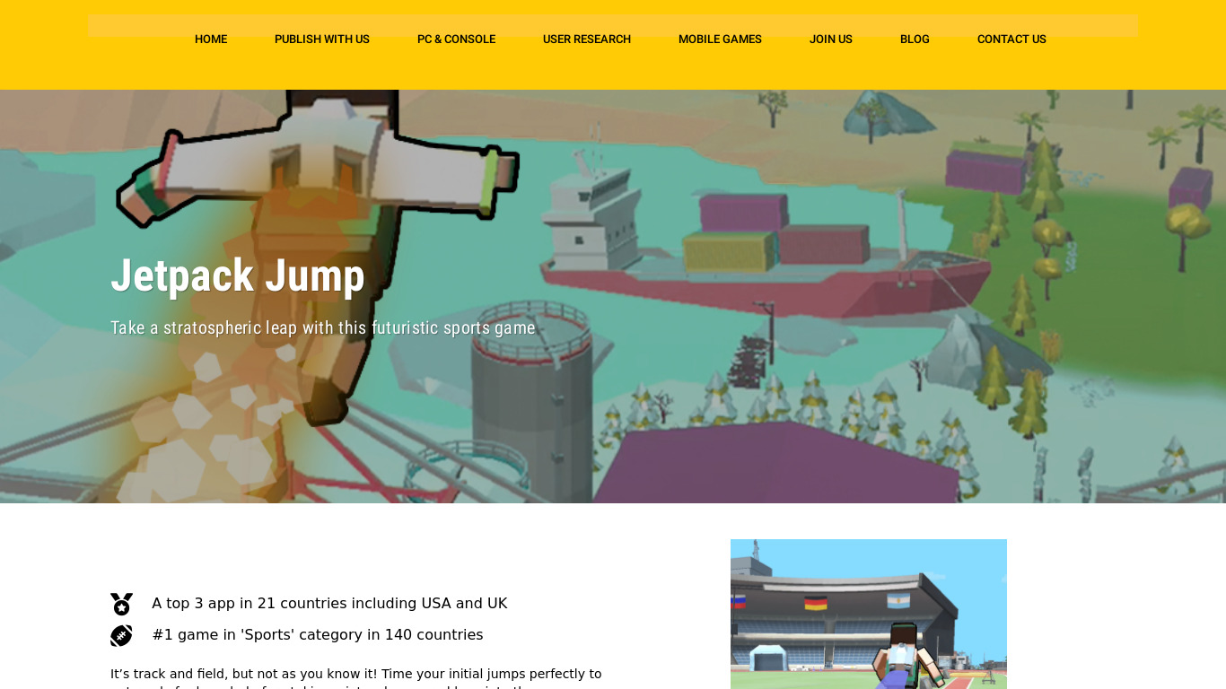 Jetpack Jump Landing page