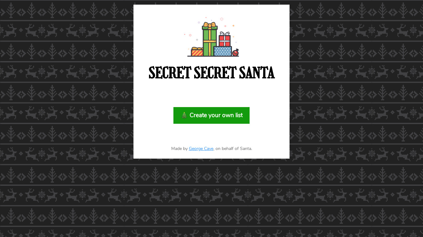 Secret Secret Santa Landing page