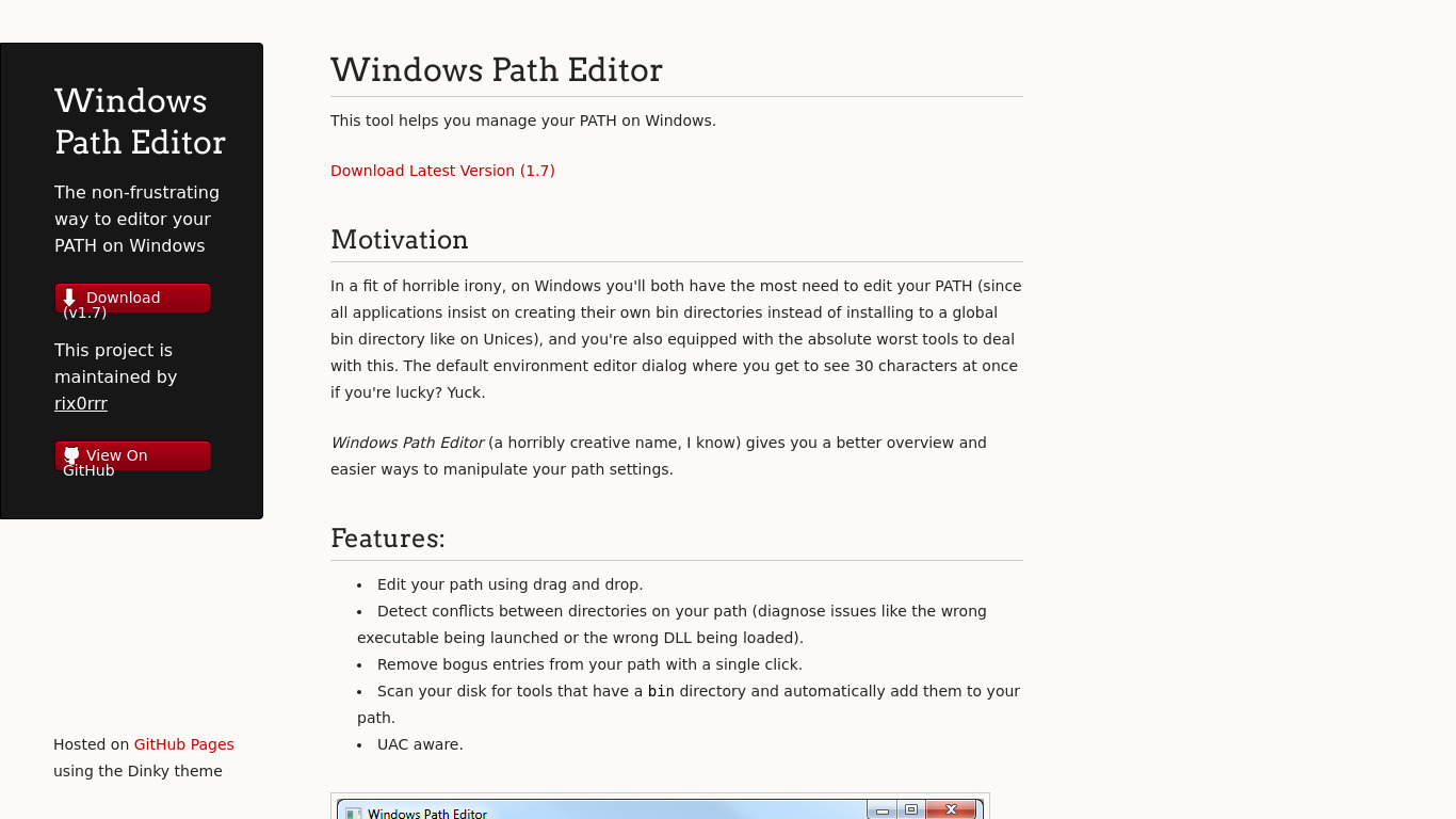 Windows Path Editor Landing page