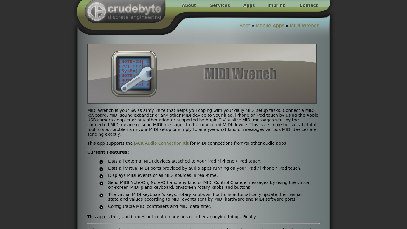 MIDI Wrench Landing page