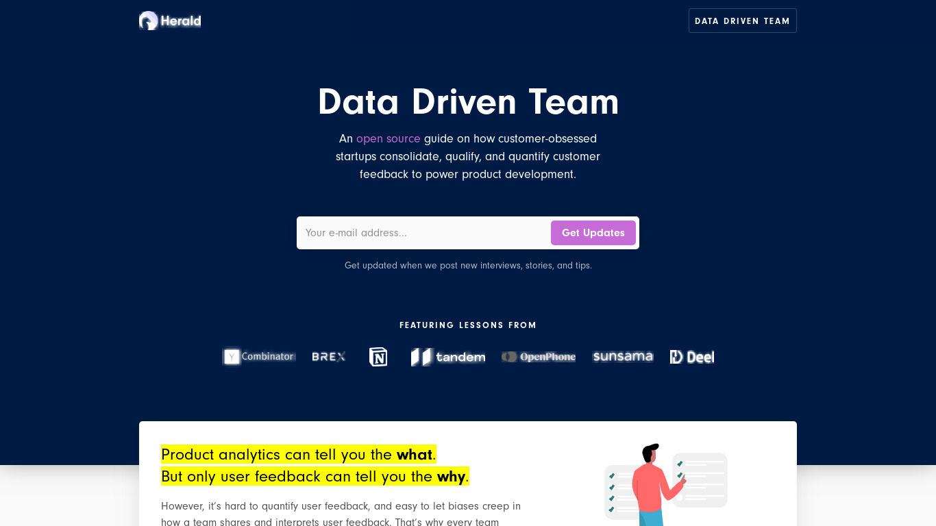 Data Driven Team Landing page