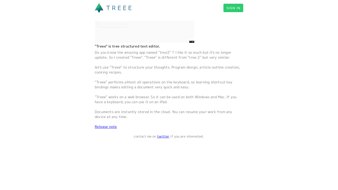 Treee Landing page