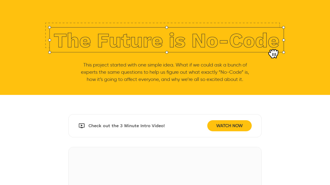 The Future is No-Code Landing page