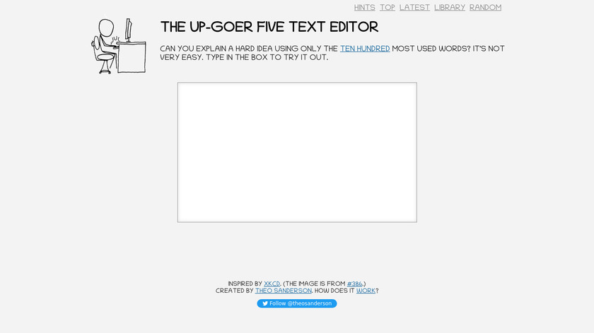 The up-goer five text editor Landing Page