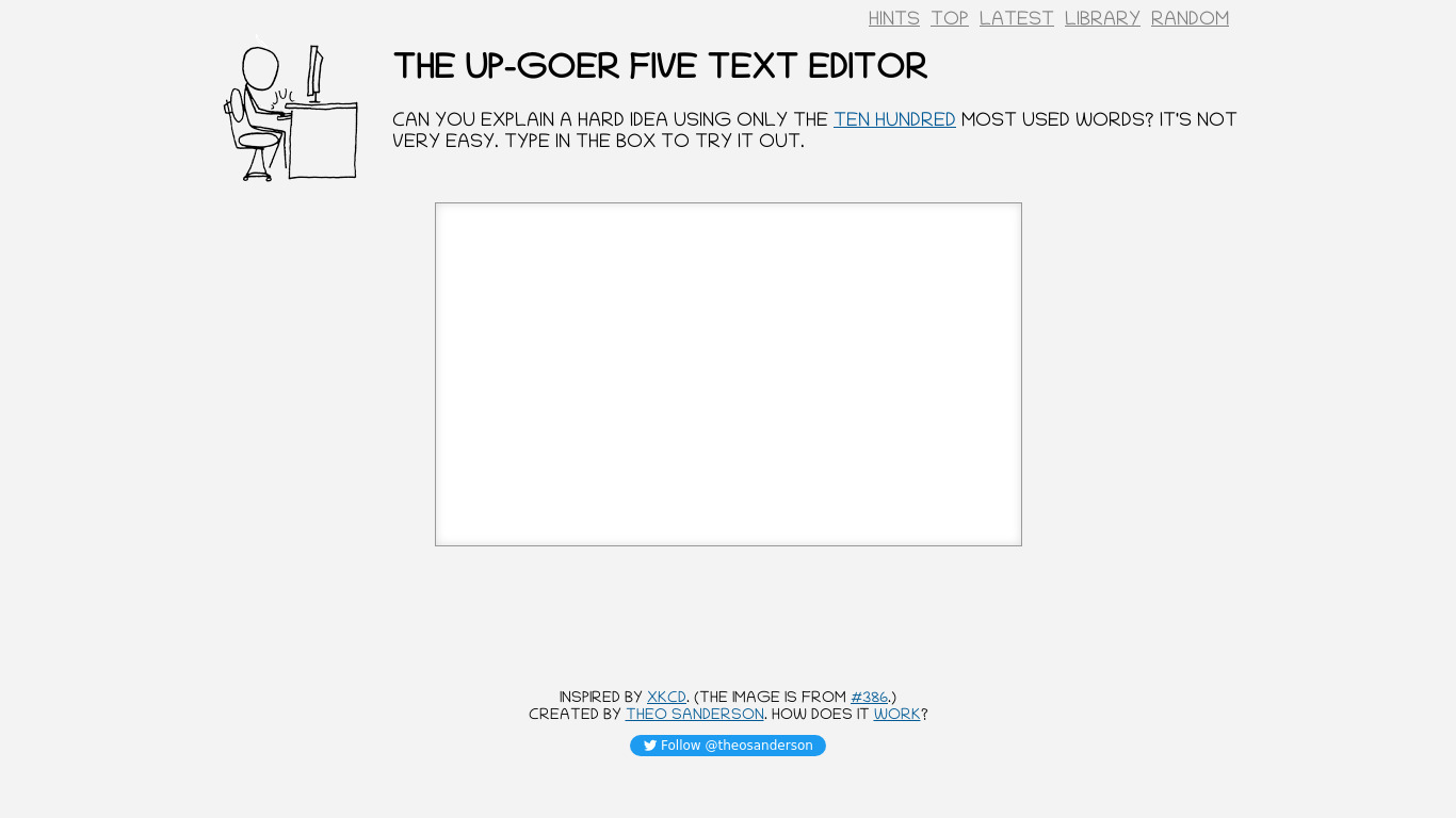 The up-goer five text editor Landing page