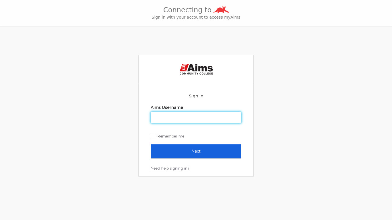 AIMS Landing page