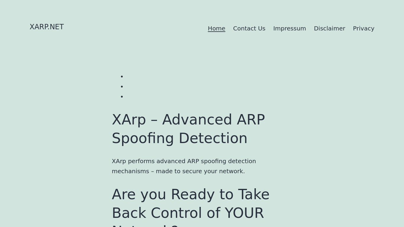 XArp Landing page
