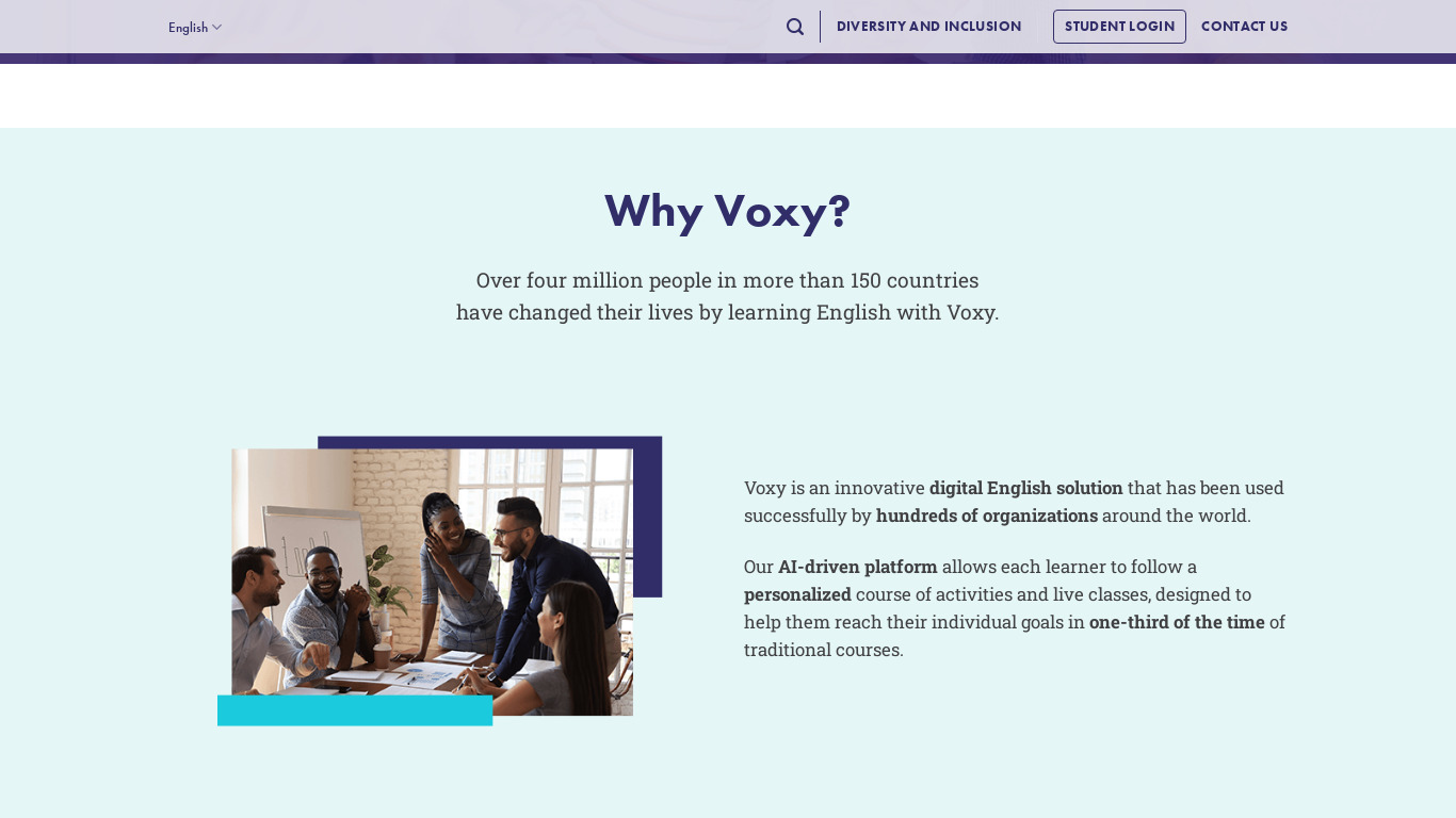 Voxy Landing page