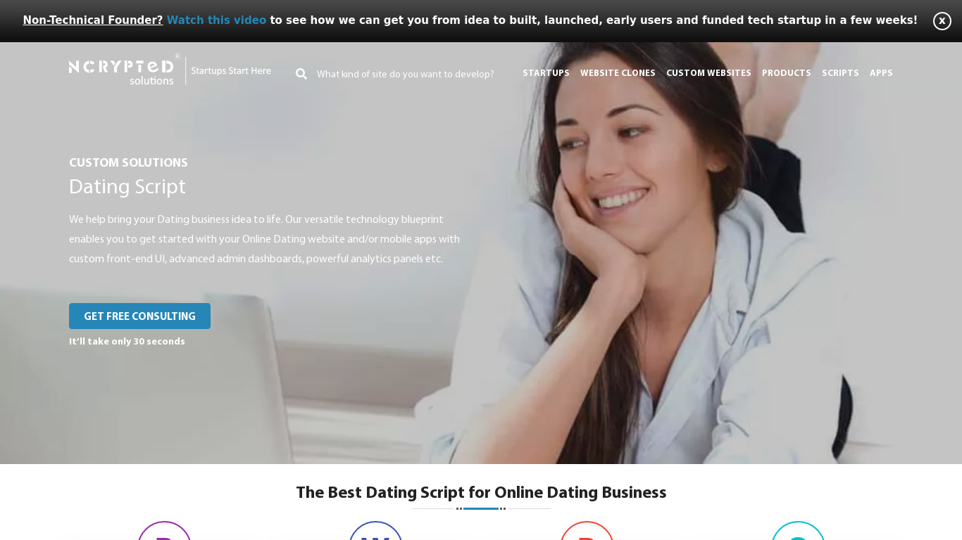 NCrypted Dating Script Landing page