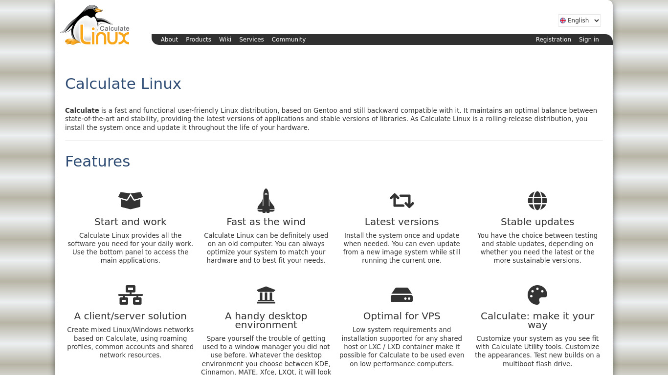 Calculate Linux Landing page