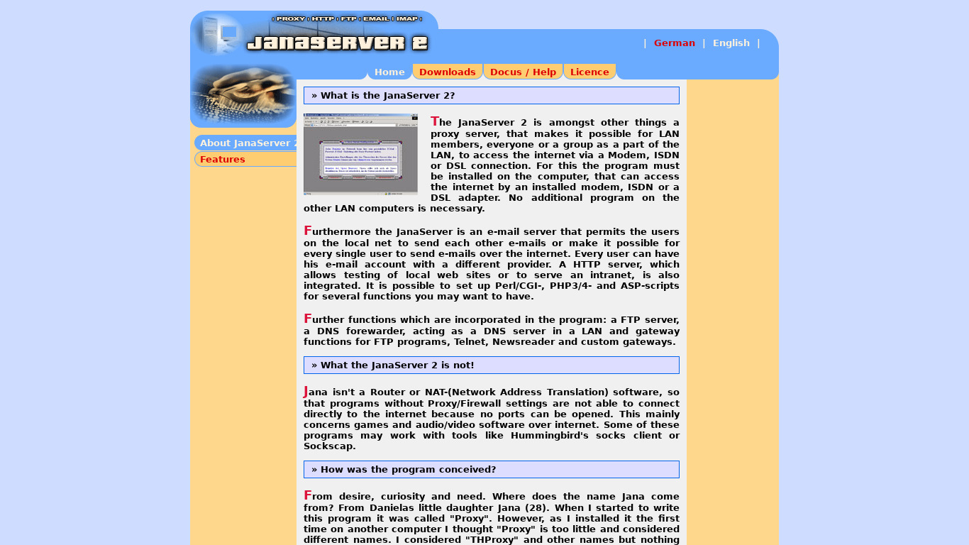 JanaServer (Jana) Landing page