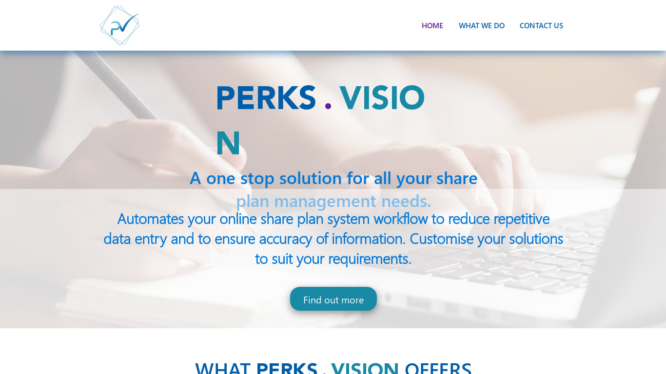 Perks.Vision.vision Landing page