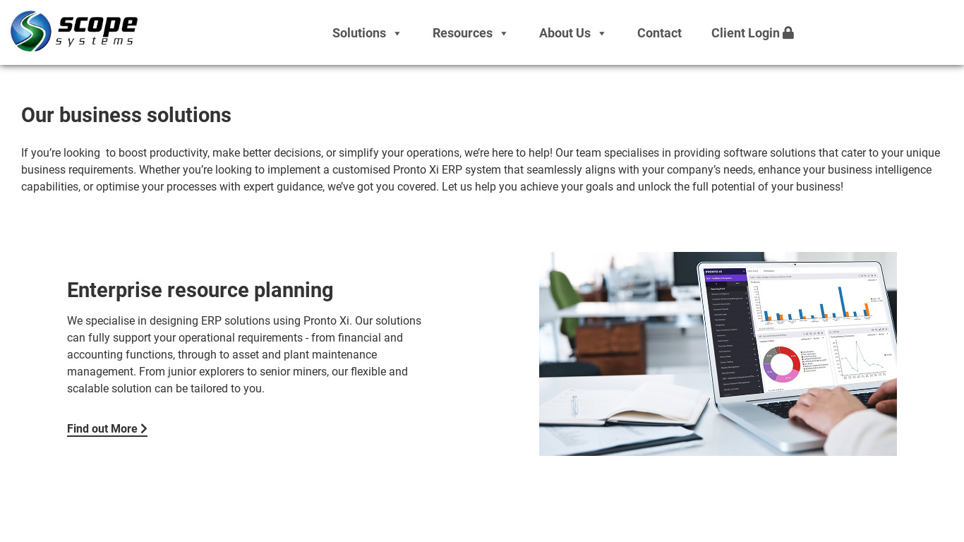 Scope Systems SCM Landing page