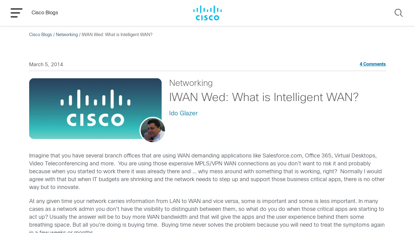 Cisco Intelligent WAN (IWAN) Landing page